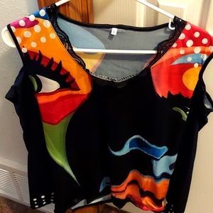 No Brand women's shirt size L in a black multi colored design.